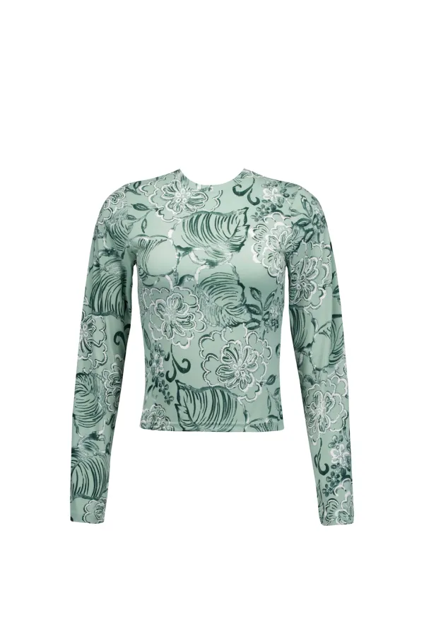 FLORAL LONG-SLEEVE TOP (JADE)