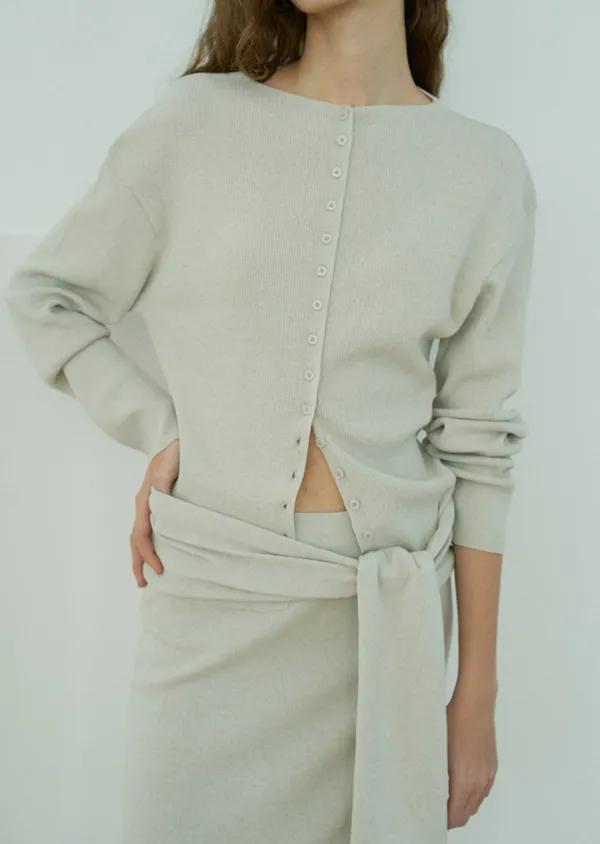 (2ND RE-ORDER) EXCLUSIVE-Long sleeve button cardigan / Cloud gray