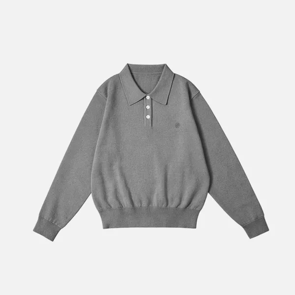 SIKN2136 클래식 카라 니트_Charcoal