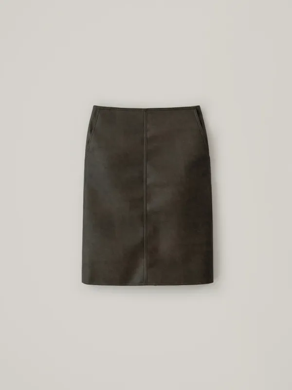 [10.13 예약 배송] Leather Midi Skirt - Vintage Brown