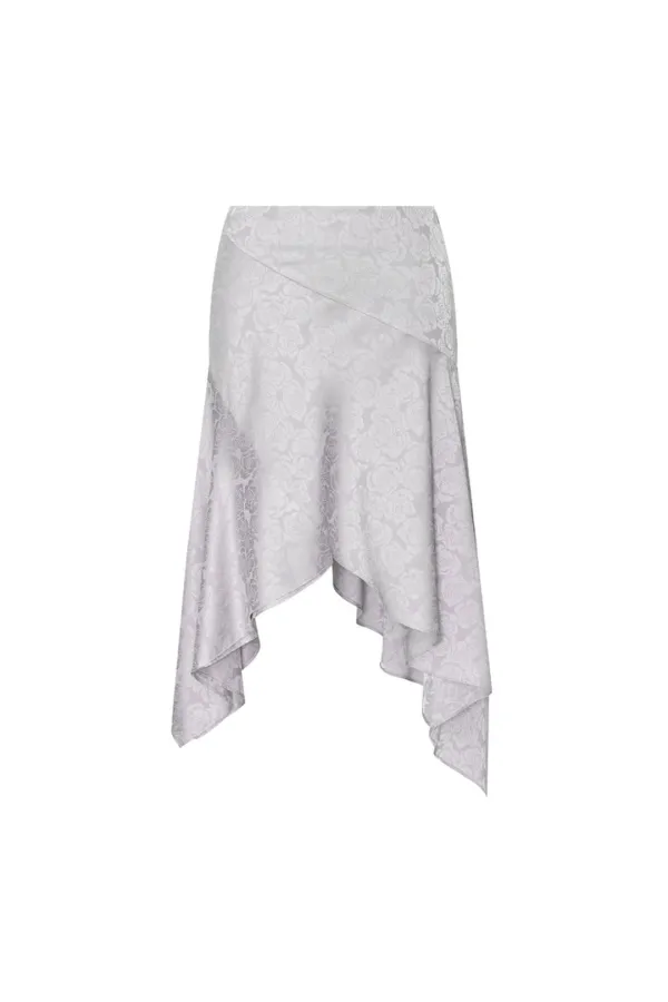 ASYMMETRIC ROSE SATIN FLAIR SKIRT (LAVENDER)