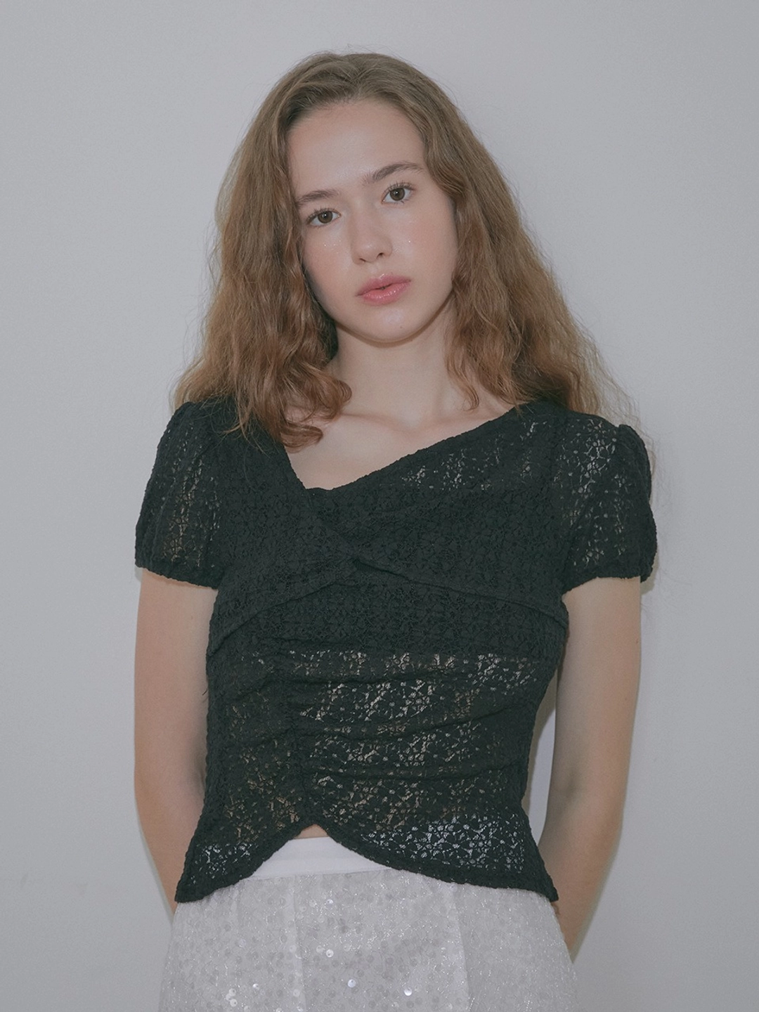 마가린핑거스 LACE DRAPE TOP (BLACK) 상품 이미지 2