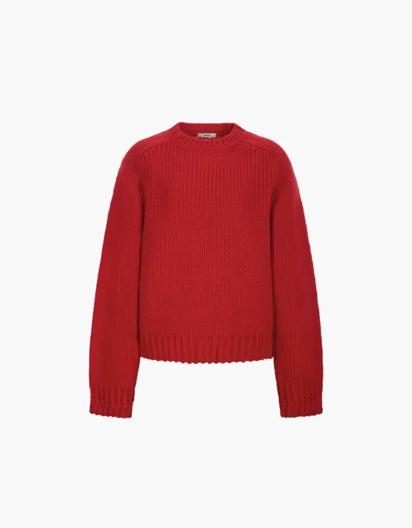 raglan round neck pullover - red