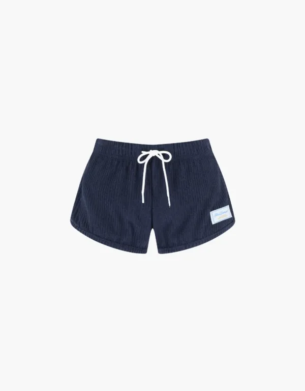 terry banding shorts - navy