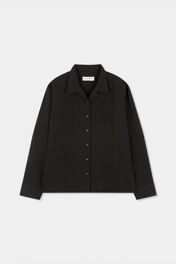 open pintuck shirts - black