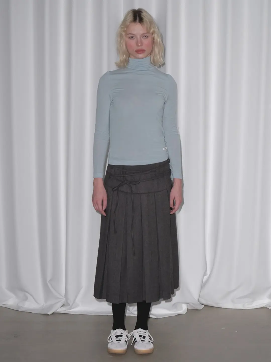마가린핑거스 STRING PLEATS SKIRT (CHARCOAL) 상품 이미지 2