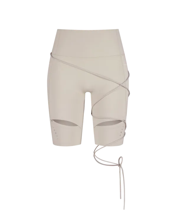 Thigh Slit Shorts Leggings / Beige