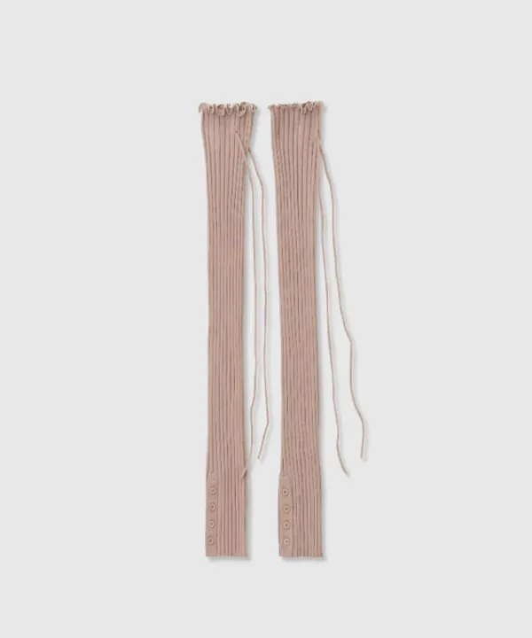 Rib lace-up overknee (Light brown)