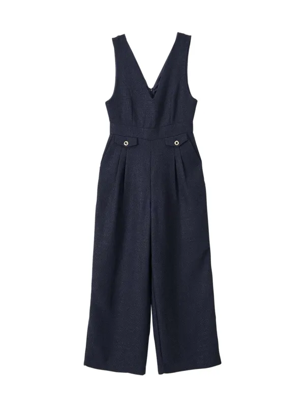 Tweed Jumpsuit_ Navy