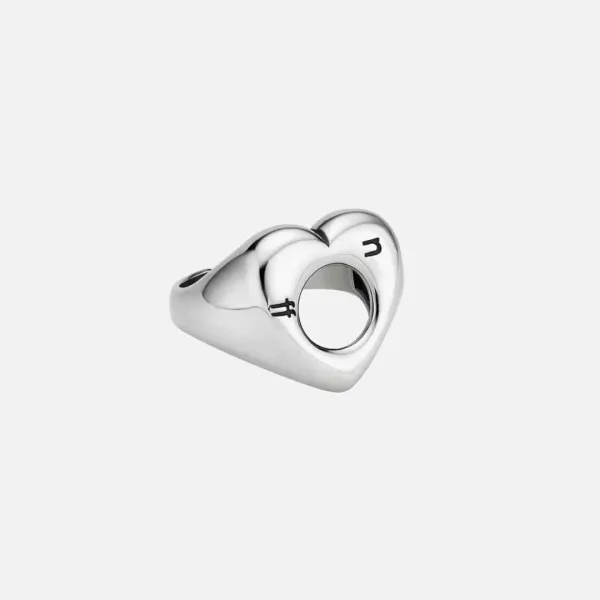 [silver925] heart void ring-black silver