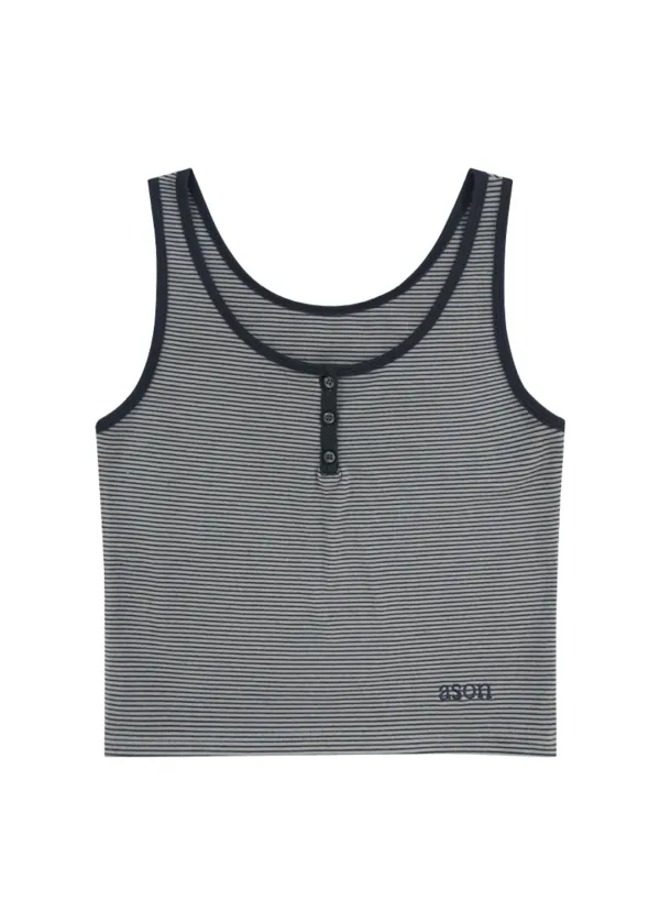 RIN STRIPE SLEEVELESS / BLUE GRAY