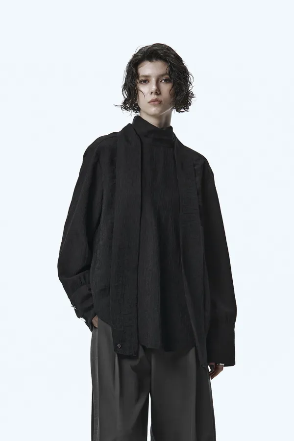 Tied Scarf Shirt [ Black ]