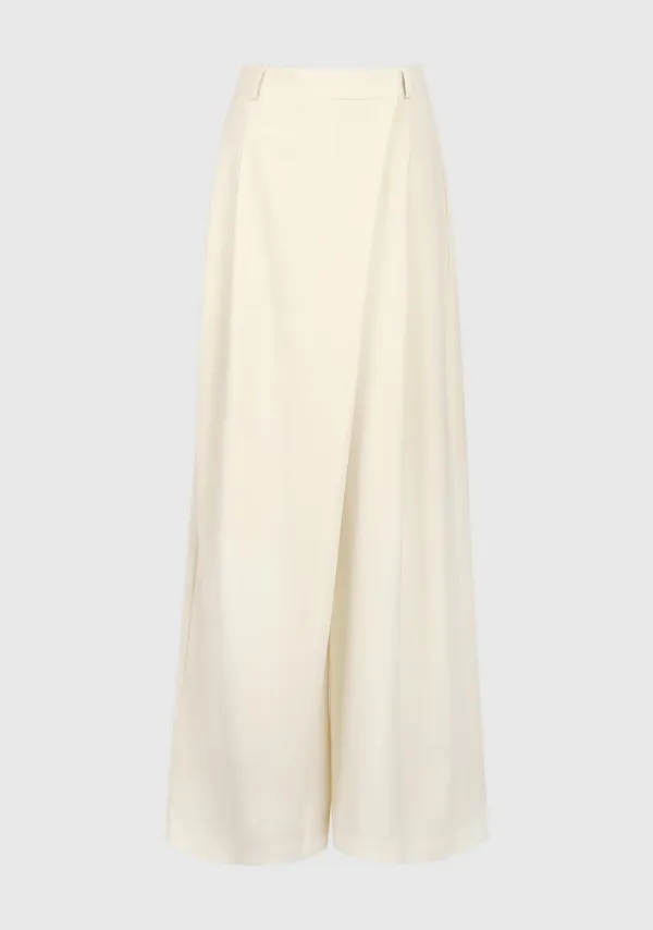 Row Wrap Wide Slacks Cream