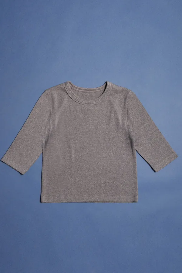 premium wool double-neck top_gray
