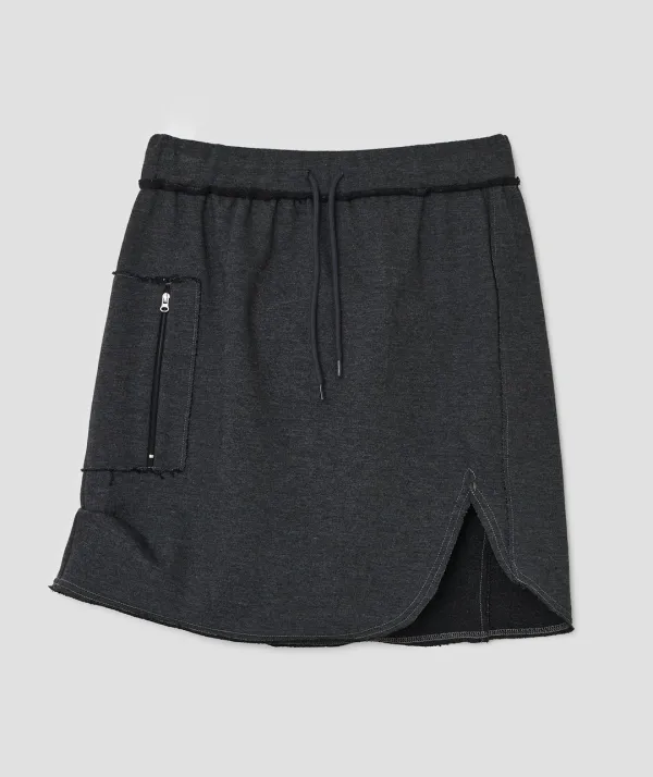 Slit Pocket Jersey Skirt [Charcoal]