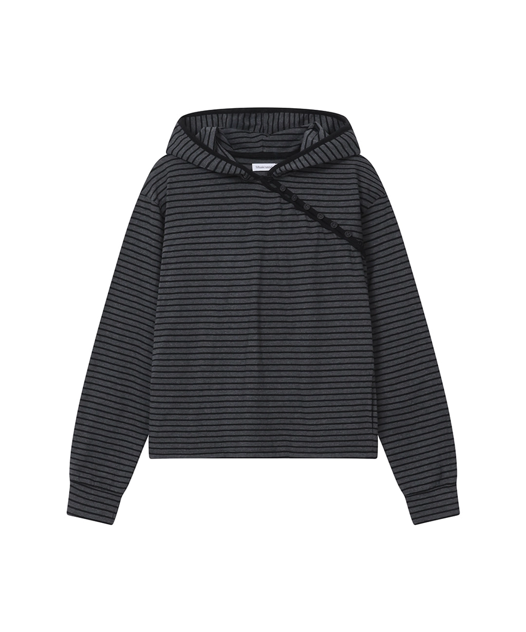 미세키서울 [레이 PICK] Diagonal button Layered hoodie CHARCOAL 상품 이미지 1
