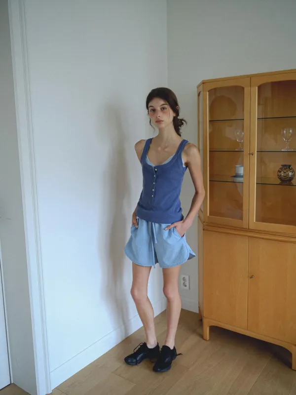 Seersucker shorts ( sky blue )