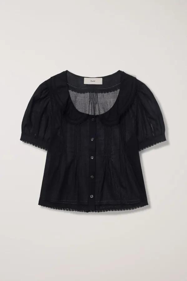 FRILL COLLARED BLOUSE BLACK