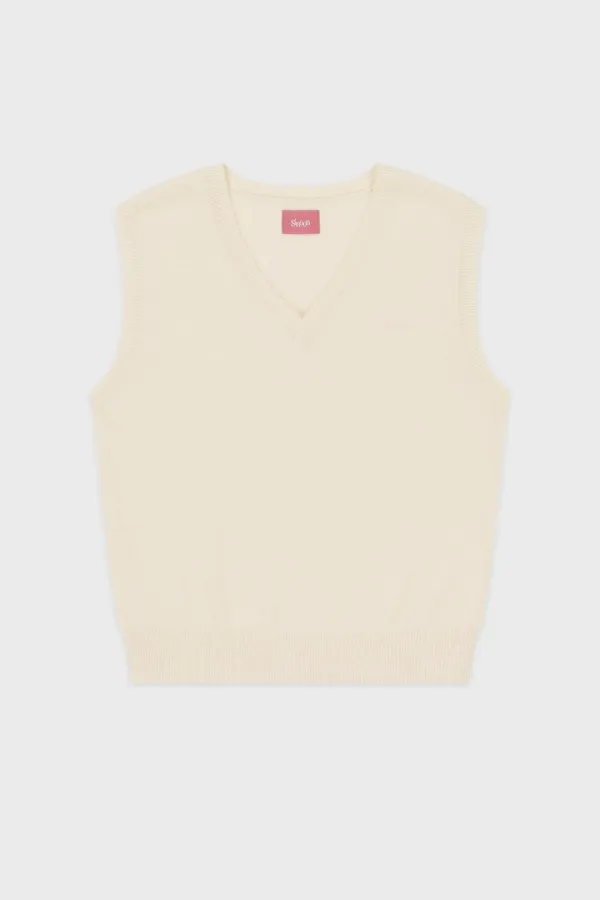 Sinoon Plain Knit Vest (Ivory)