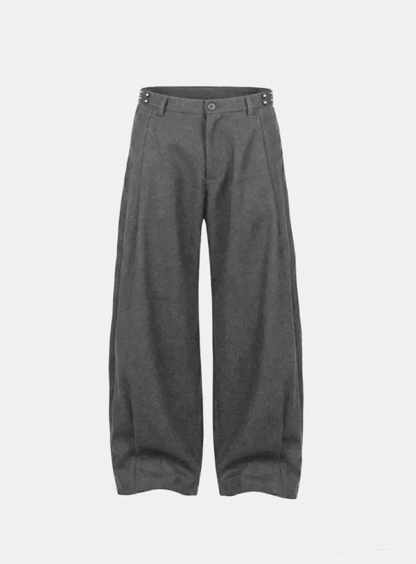 [w-pts26-082] 712 Spina Rivet Wide Slacks - Gray