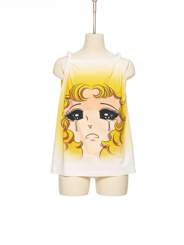 SS26 WHITE CRYING GIRL KNOT SLEEVELESS
