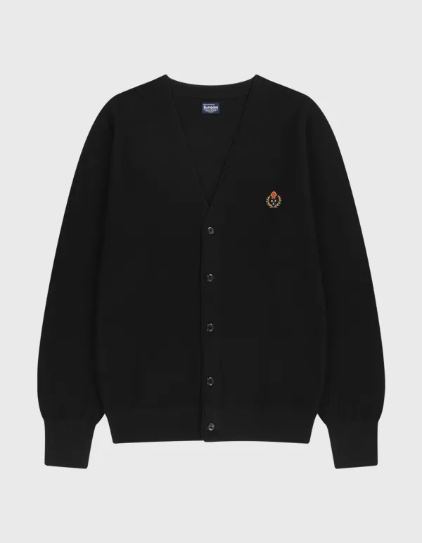 CREST MERINO WOOL CARDIGAN / Black