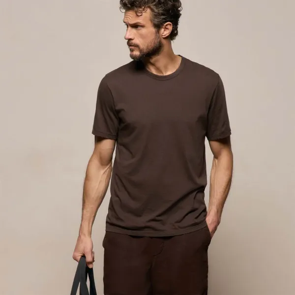 Luxe Lotus Jersey Tee - Bark