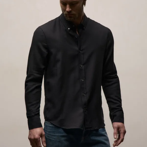 Cotton Cashmere Twill Shirt - Black