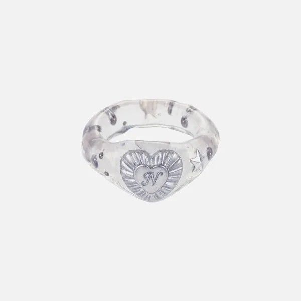 glaze heart ring-white