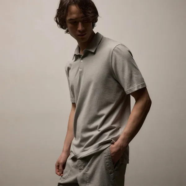 Sueded Jersey Polo - Fog Pigment