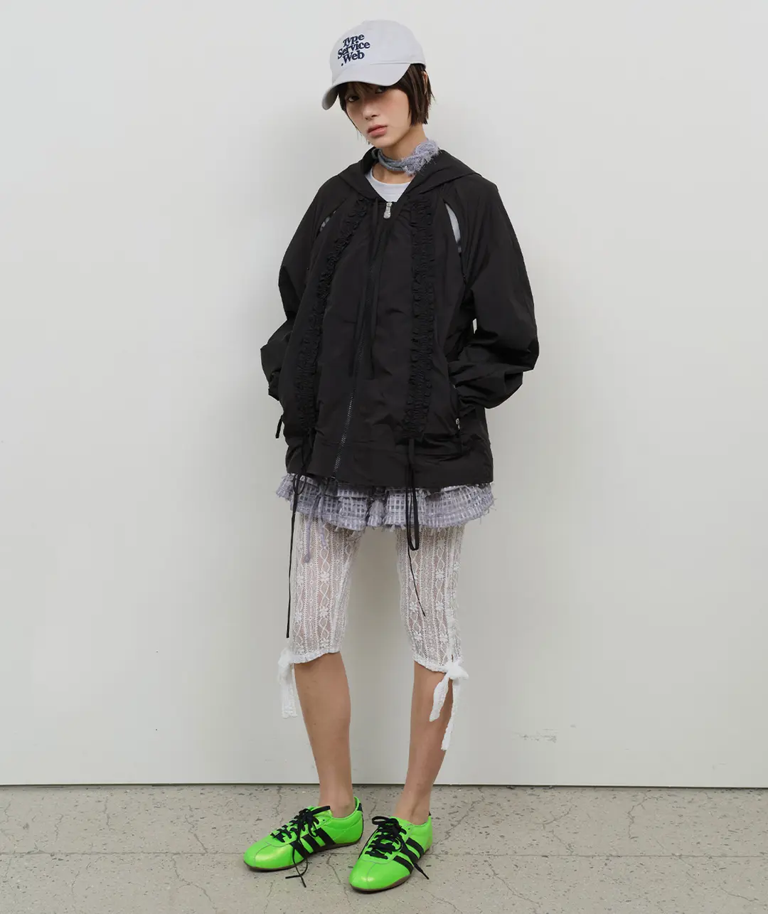 타입서비스 Ruffled Raglan Zip Hoodie [Black] 상품 이미지 2