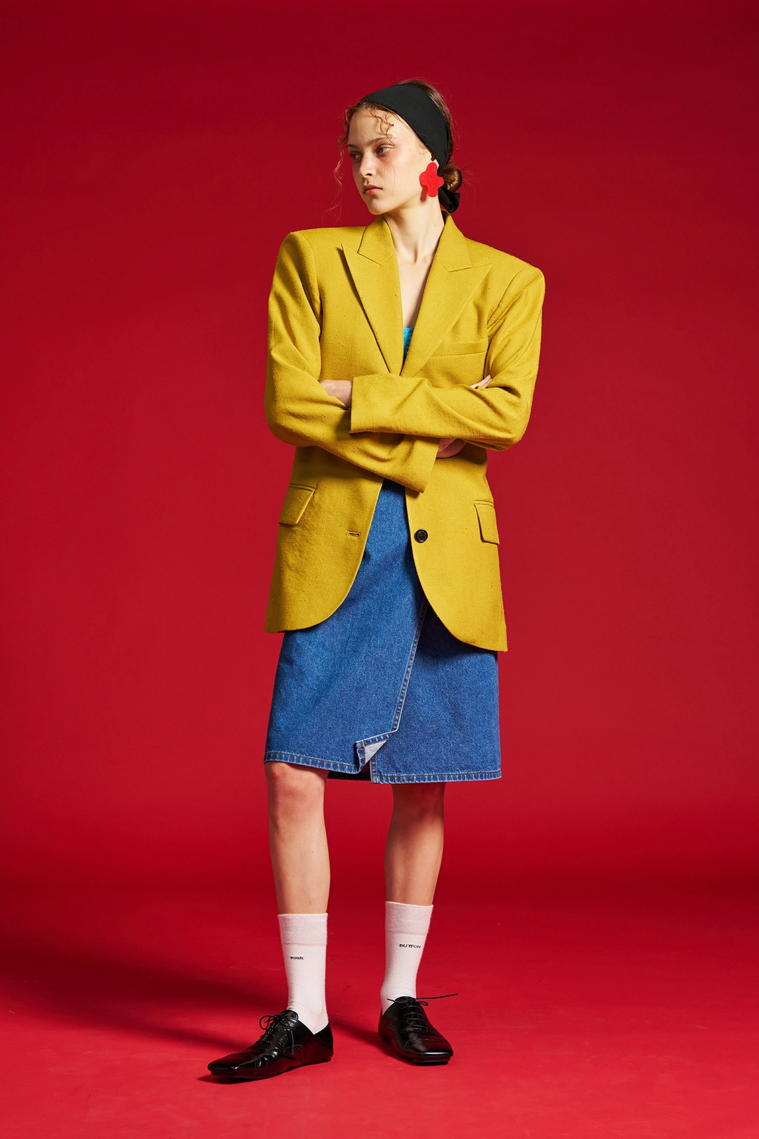 푸쉬버튼 SS26 BLUE WRAP DENIM MIDI SKIRT 상품 이미지 2