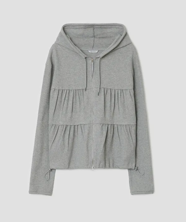 Tiered Zip Hoodie [Gray]