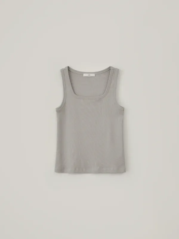 Square Sleeveless Top - Gray