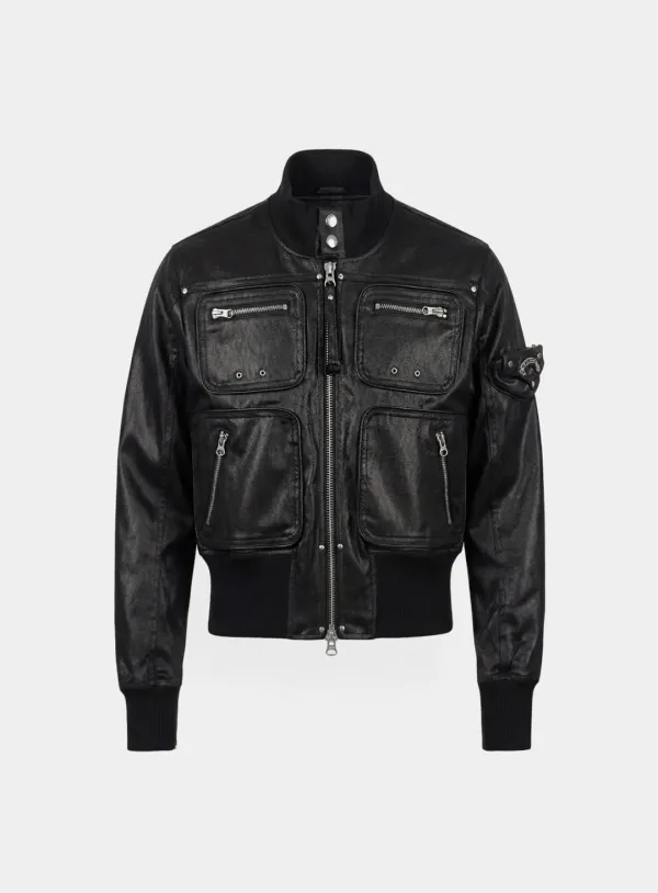 [w-jkt25-069] Laguna High-Neck Bomber Jacket - Coated Black