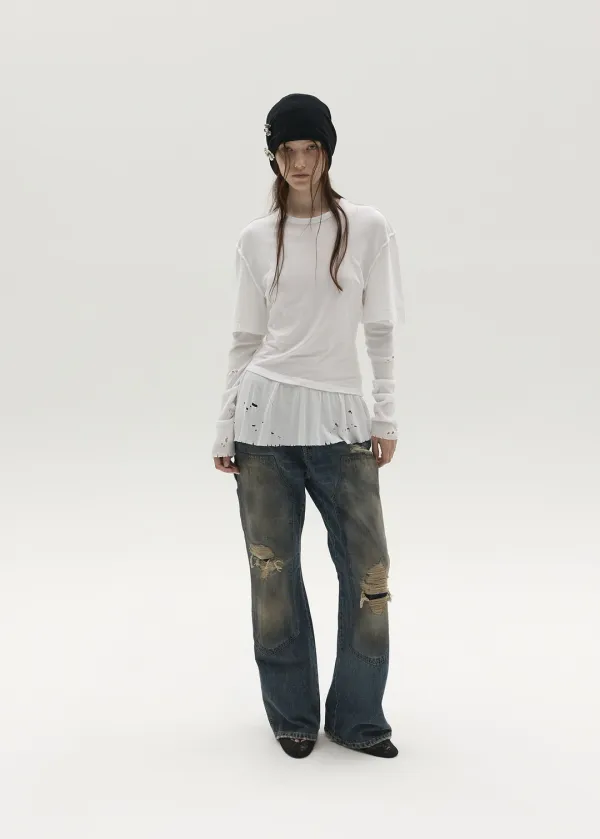 LAYERED LONG-SLEEVE TOP (WHITE)