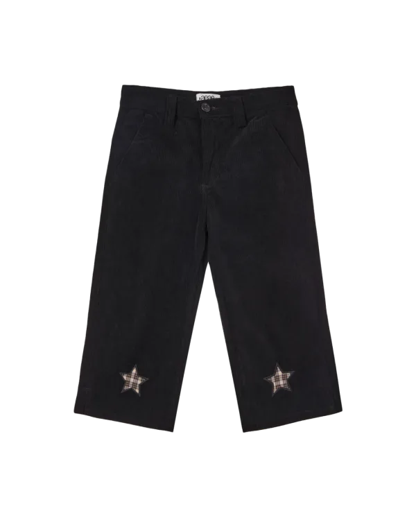 STAR PATCH CAPRI CORDUROY PANTS [BLACK]