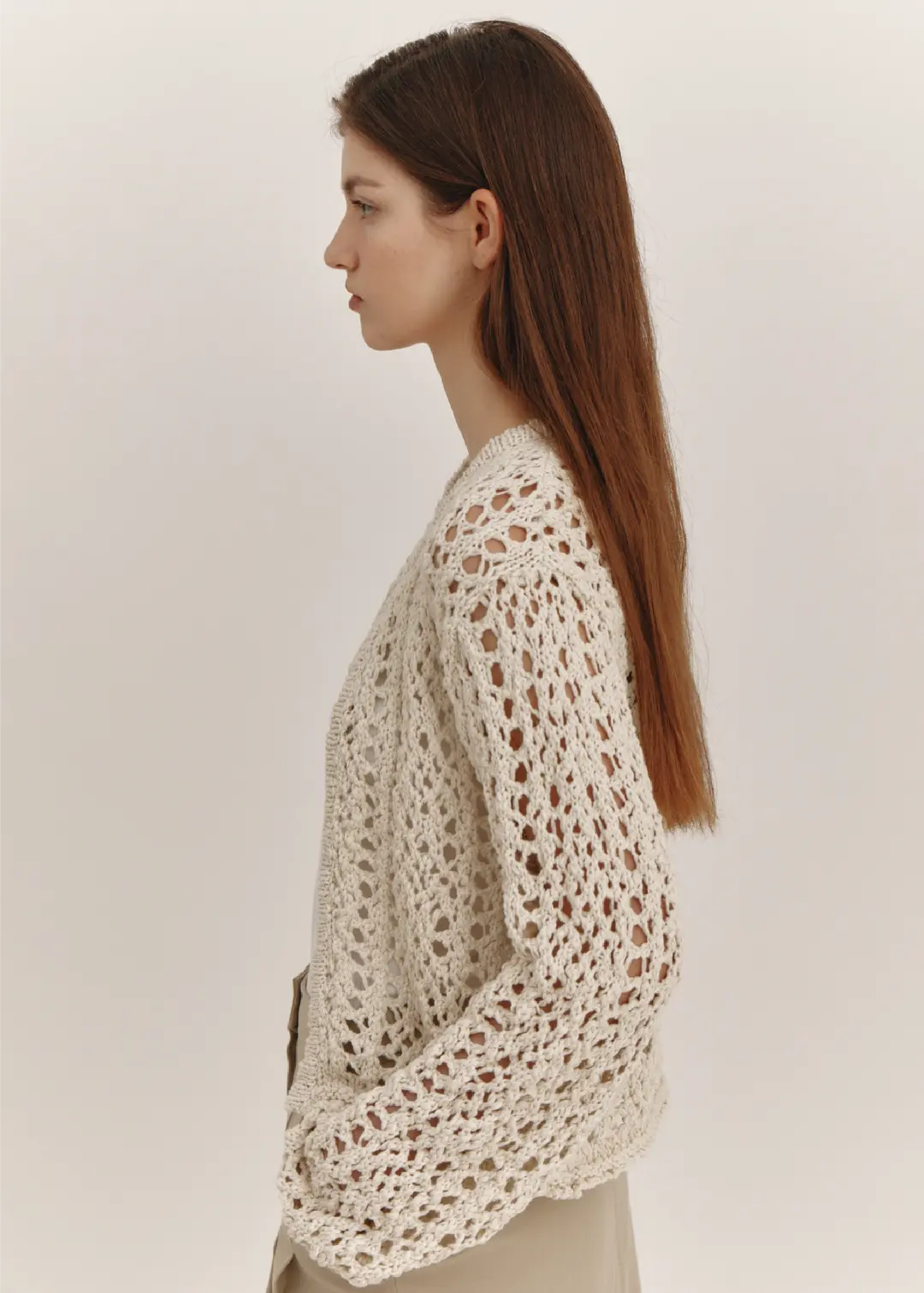 더라이 Net Knit Cardigan(Beige) 상품 이미지 2