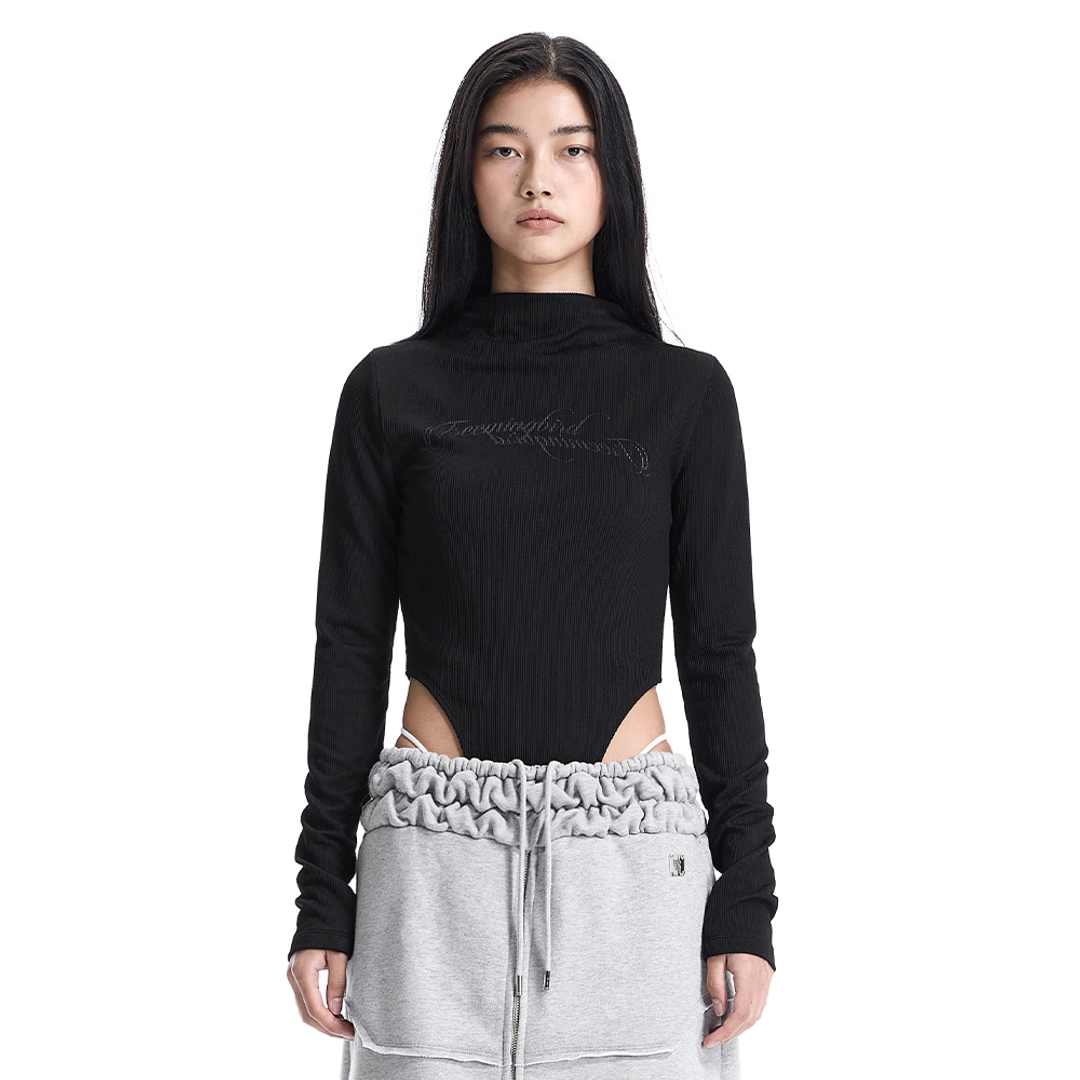 트리밍버드 Script Logo Mock Neck Bodysuit [ Black ] 상품 이미지 1