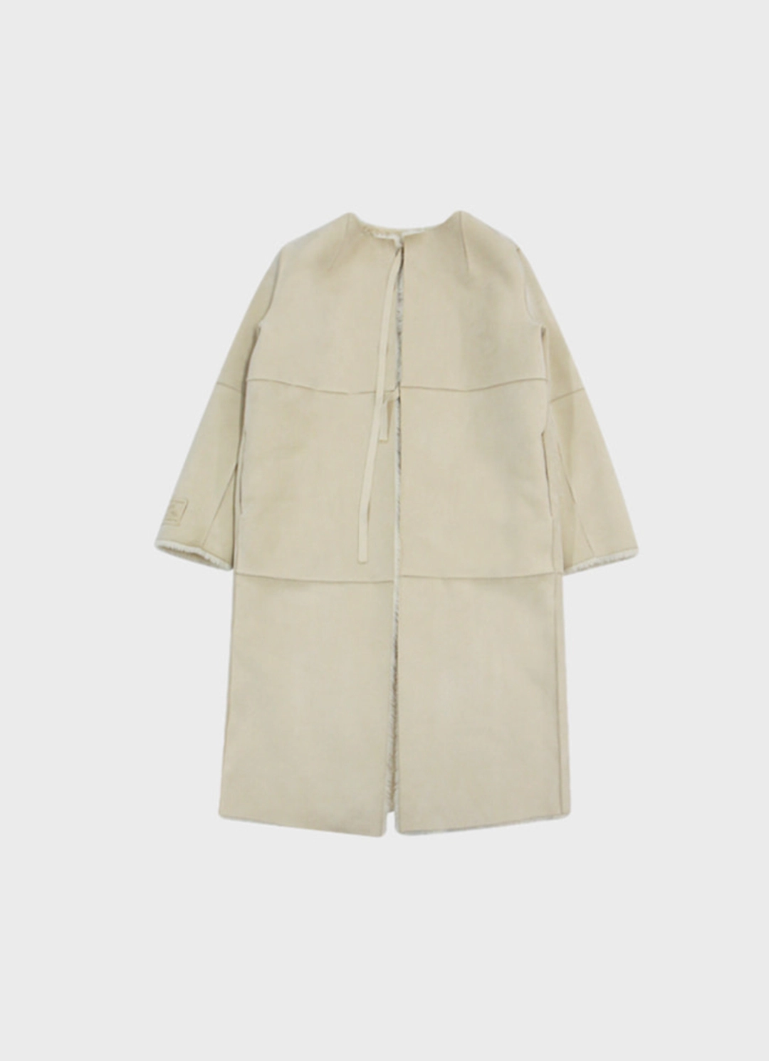 프레클 [exclusive] reversible collarless long shearling coat 상품 이미지 3