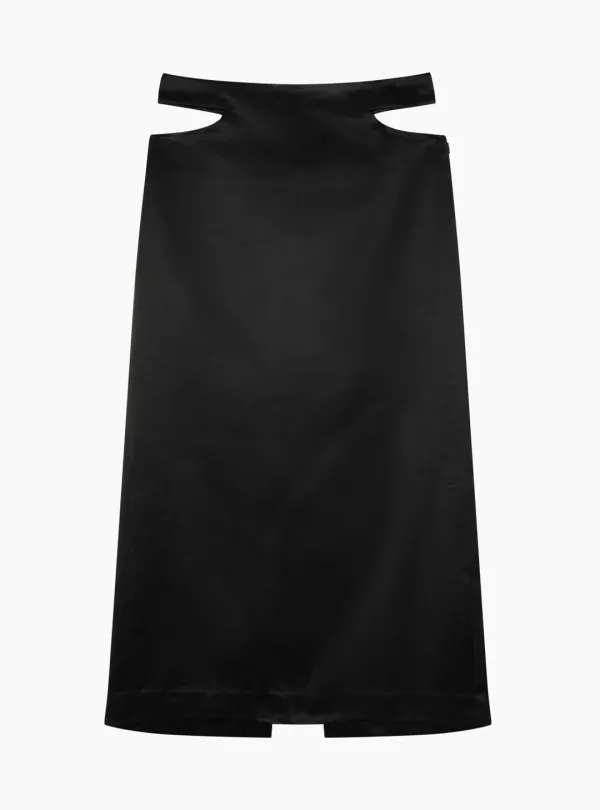 CUT-OUT LONG SKIRT (BLACK)