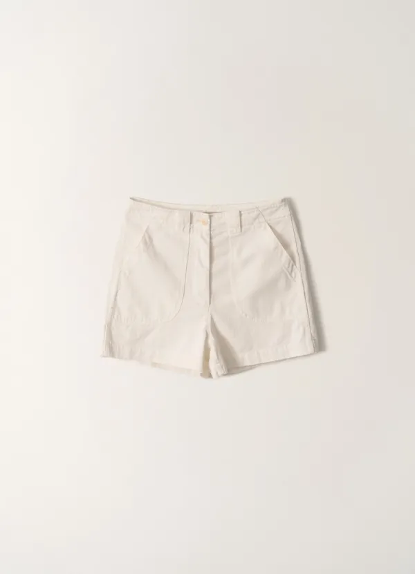 Washed cotton shorts (White ivory)