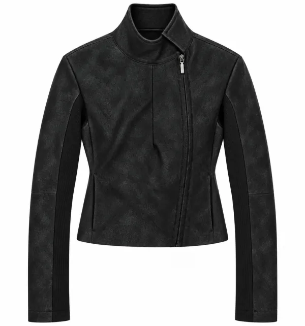 Slim leather jacket (Black)