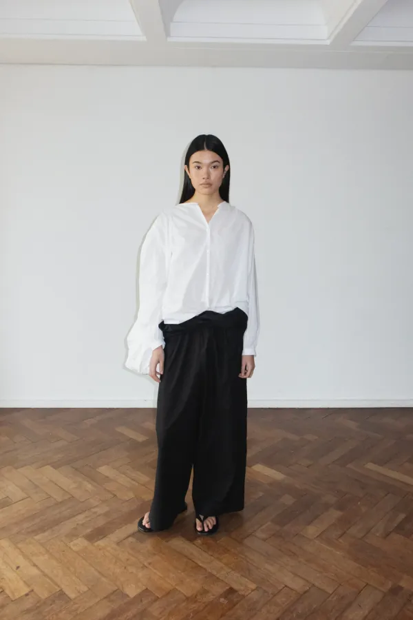 Shirring Button Blouse (White)
