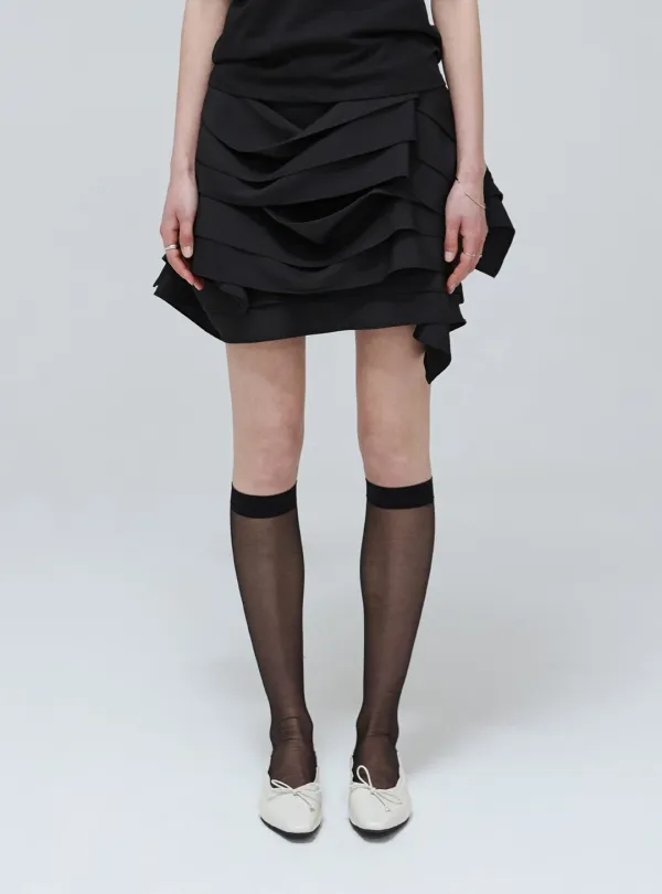 TIERED MINI SKIRT (BLACK)