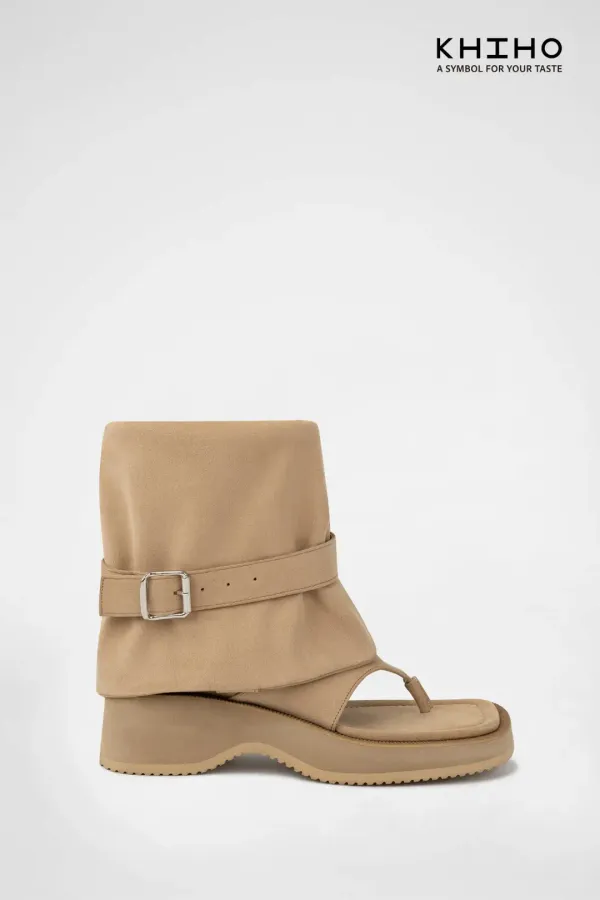 2-WAY PLATFORM SLOUCHY FLIP-FLOP / BEIGE