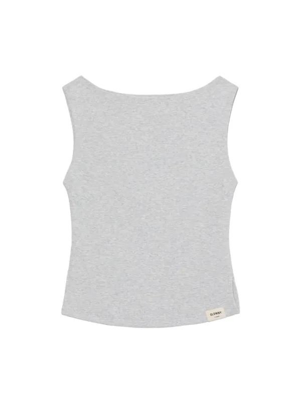 G SLIT SLEEVELESS TOP (MELANGE GRAY)
