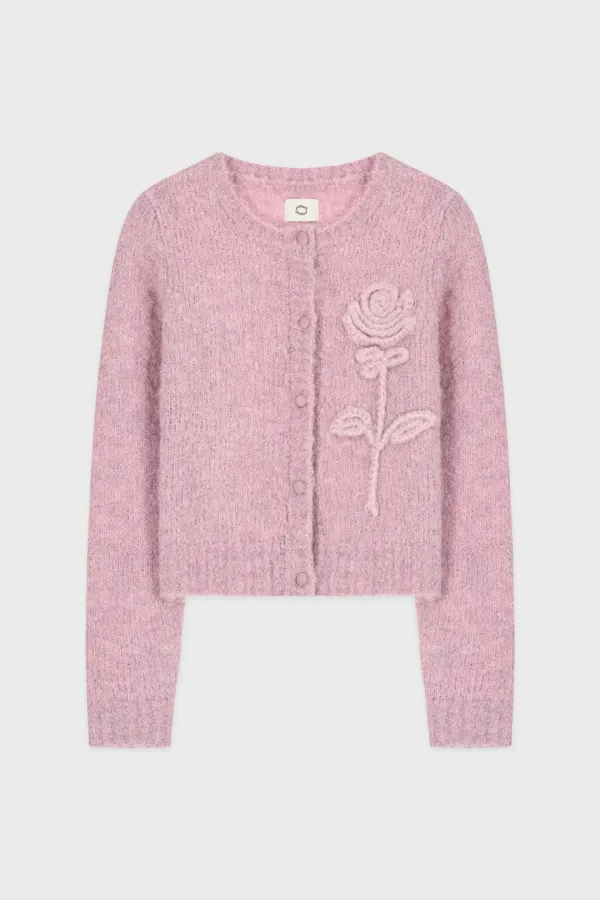 Rose Flower Cardigan (Lilac Pink)