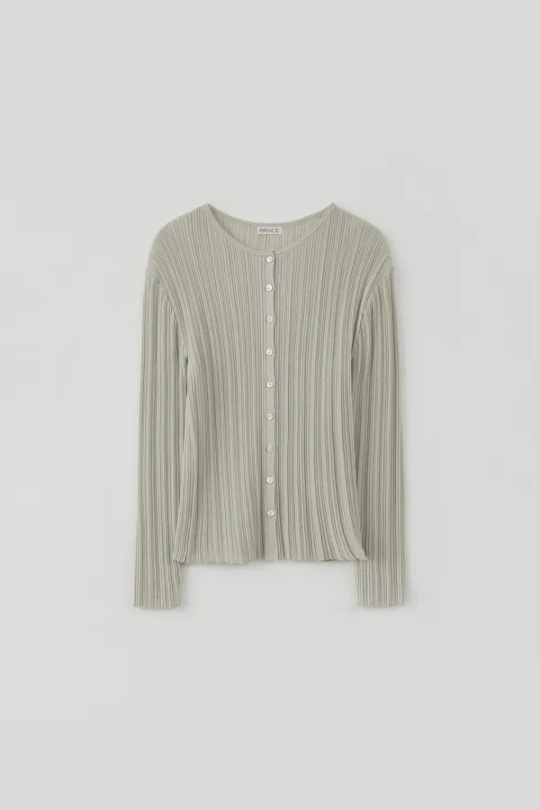 Pleats Long Sleeve Cardigan_Ice Blue
