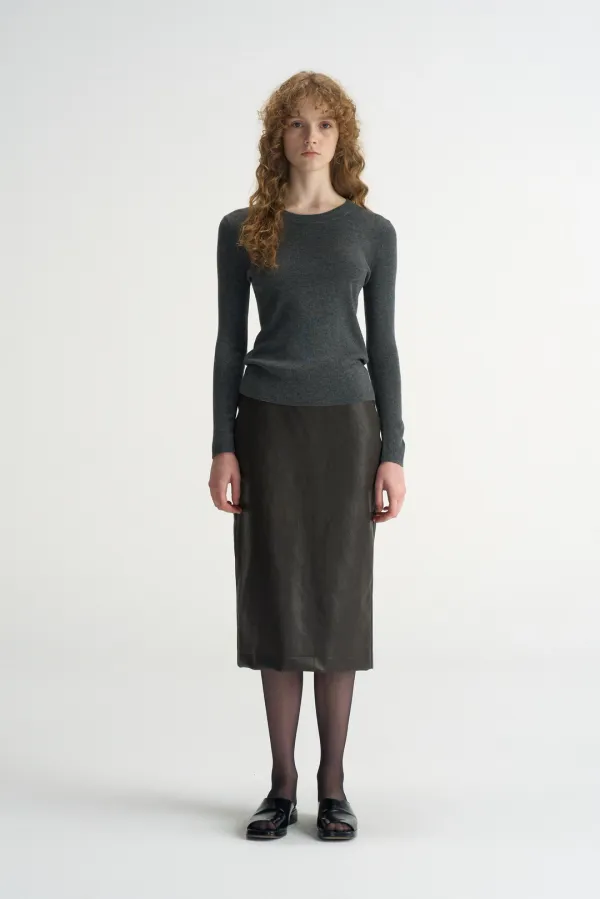 Essential Round-Neck Knit_Dark Gray